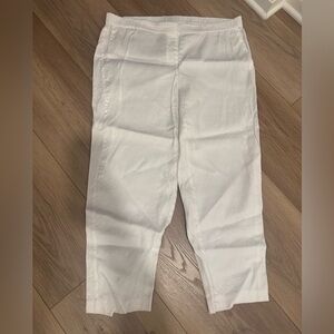 J. Jill White Linen Stretch Crop Pull On Pant